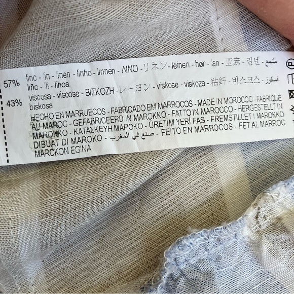 Zara Linen Blend Striped Open Front Blazer Jacket Peplum Hem Boho Spring Sz S - Picture 16 of 16